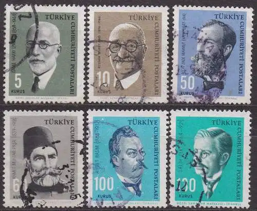 Türkei, Mi-Nr. 1904, 1905, 1906, 1907, 1908 + 1909 gest., Persönlichkeiten