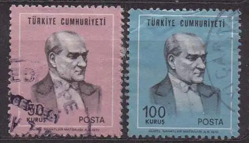 Türkei, Mi-Nr. 2170 A + 2172 gest., Staatspräsident Kemal Atatürk