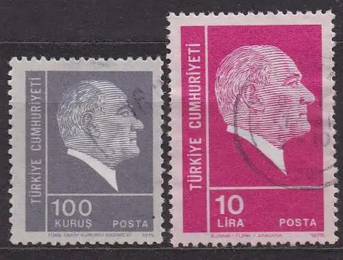 Türkei, Mi-Nr. 2375 + 2379 gest., Staatspräsident Kemal Atatürk