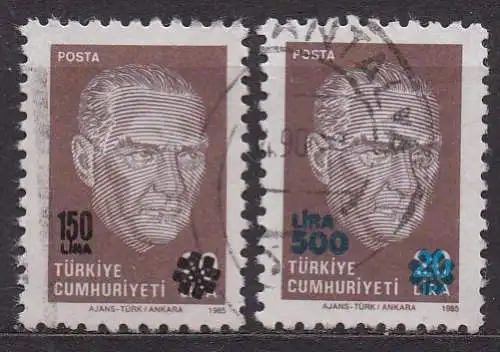 Türkei, Mi-Nr. 2846 + 2864 gest., Staatspräsident Kemal Atatürk