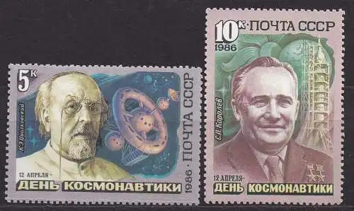 Sowjetunion, Mi-Nr. 5591 + 5592 **, Tag der Kosmonauten