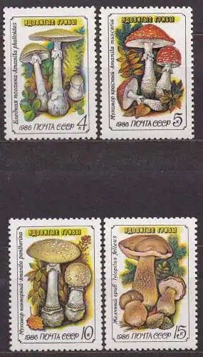 Sowjetunion, Mi-Nr. 5603, 5604, 5605 + 5606 **, Giftpilze