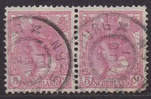 Niederlande, Mi-Nr. 54 gest., waagerechtes Paar, Königin Wilhelmina