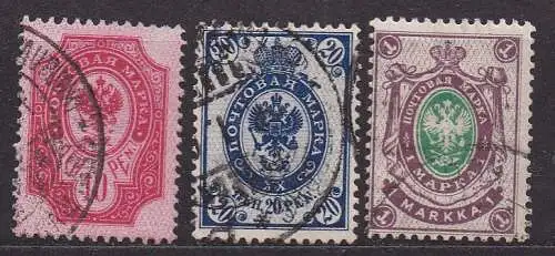 Finnland, Mi-Nr. 57 B I, 58 B I + 59 B gest., Russisches Staatswappen