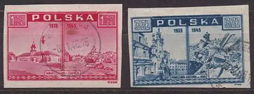Polen, Mi-Nr. 414 + 415 gest., Ansichten von Warschau