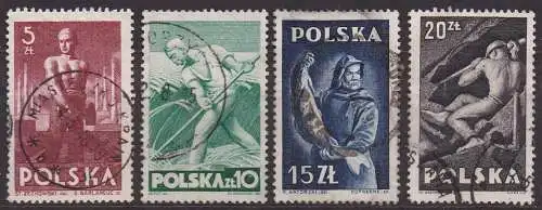 Polen, Mi-Nr. 472 - 475 gest., kompl., Berufe