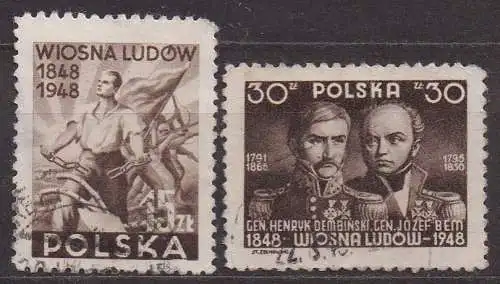 Polen, Mi-Nr. 497 + 498 gest., 100. Jahrestag der Revolution 1848