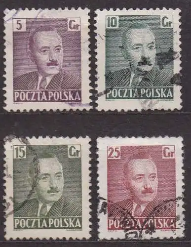 Polen, Mi-Nr. 671, 672, 673 + 674 gest., Staatspräsident Boleslaw Bierut
