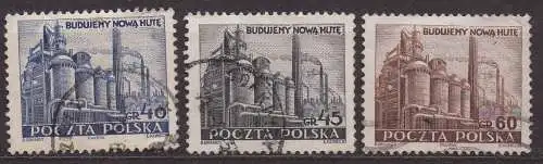 Polen, Mi-Nr. 690, 691 + 692 gest., Schwerindustrie