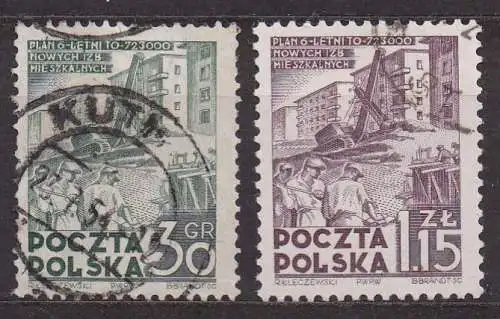 Polen, Mi-Nr. 717 - 718 gest., kompl., Sechsjahresplan: Wohnungsbau