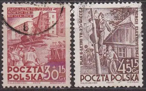 Polen, Mi-Nr. 746 - 747 gest., kompl., Sechsjahresplan