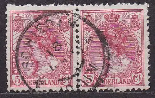 Niederlande, Mi-Nr. 54 gest., waagerechtes Paar, Königin Wilhelmina