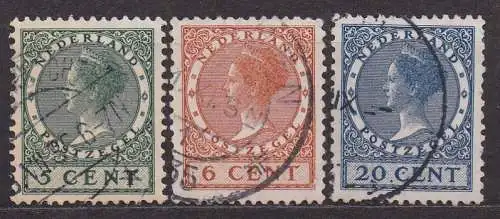 Niederlande, Mi-Nr. 178 E, 179 E + 185 E gest., Königin Wilhelmina