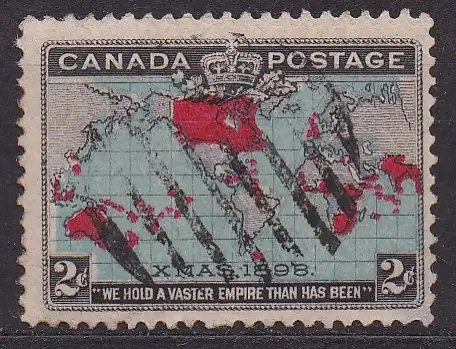 Kanada, Mi-Nr. 74 c gest., Einführung des Penny-Portos - Landkarte des britischen Weltreichs