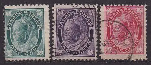 Kanada, Mi-Nr. 55, 56 + 57 gest., Königin Victoria