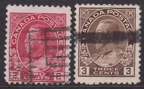 Kanada, Mi-Nr. 93 b A + 94 A gest., König Georg V.
