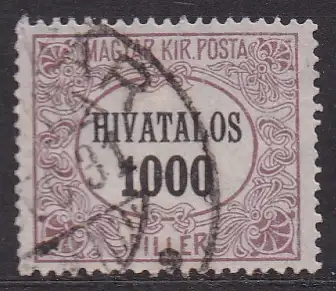 Ungarn, Dienstmarken Mi-Nr. 8 gest., Jugendstilrahmen mit Inschrift