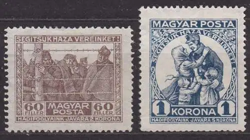 Ungarn, Mi-Nr. 313 X + 314 X *, Für ungarische Kriegsgefangene