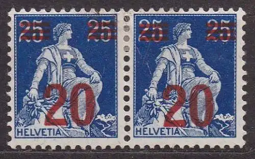Schweiz, Mi-Nr. 161 *, waagerechtes Paar, Sitzende Helvetia
