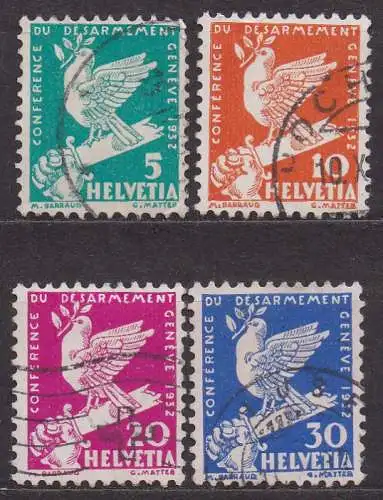 Schweiz, Mi-Nr. 250, 251, 252 + 253 gest., Friedenstaube