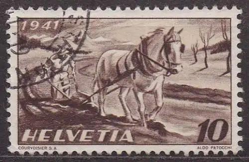 Schweiz, Mi-Nr. 386 gest., Pflügender Bauer