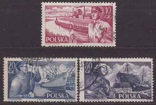 Polen, Mi-Nr. 960, 961 + 963 gest., Polnische Handelsmarine