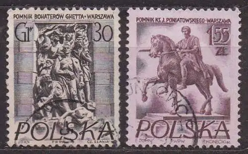 Polen, Mi-Nr. 974 + 976 gest., Denkmäler Warschaus