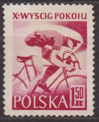 Polen, Mi-Nr. 1016 **, 10. Intern. Radfernfahrt für den Frieden