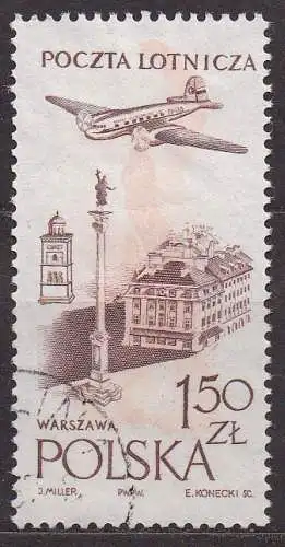 Polen, Mi-Nr. 1036 gest., Flugzeug über Warschau
