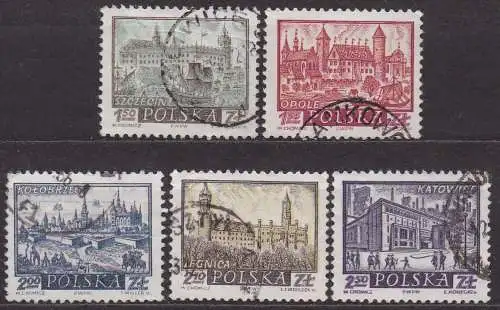 Polen, Mi-Nr. 1211, 1212, 1213, 1214 + 1215 gest., Historische Städte