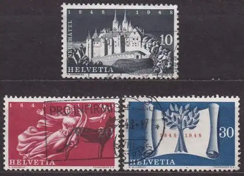 Schweiz, Mi-Nr. 497, 498 + 499 gest., 100 Jahre Schweizer Bundesstaat