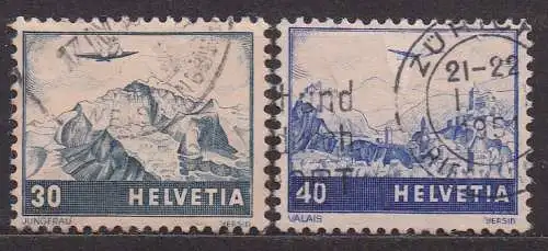 Schweiz, Mi-Nr. 506 - 507 gest., kompl., Flugzeug über Landschaften