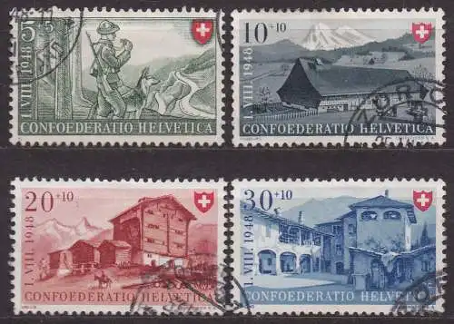 Schweiz, Mi-Nr. 508 - 511 gest., kompl., Pro Patria: Berufe u. Landhäuser