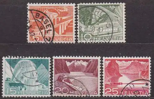 Schweiz, Mi-Nr. 530, 531, 532, 533 + 534 gest., Landschaften und techn. Motive