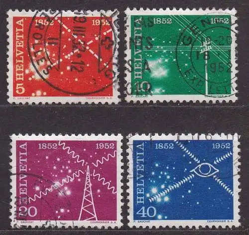 Schweiz, Mi-Nr. 566 - 569 gest., kompl., 100 Jahre elektrisches Nachrichtenwesen in der Schweiz