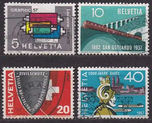 Schweiz, Mi-Nr. 637 - 640 gest., kompl., Jahresereignisse 1957