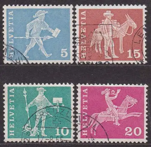 Schweiz, Mi-Nr. 696 x, 697 x, 698 x + 699 x gest., Postgeschichtliche Motive