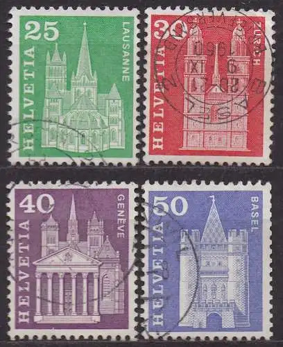 Schweiz, Mi-Nr. 700 x, 701 x, 703 x + 704 x gest., Baudenkmäler