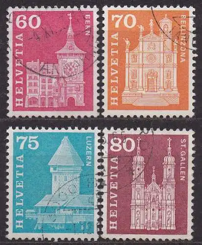Schweiz, Mi-Nr. 705 x, 706 x, 707 x + 708 x gest., Baudenkmäler