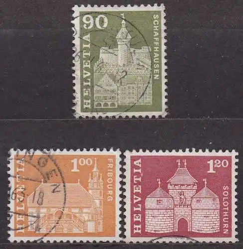 Schweiz, Mi-Nr. 709 x, 710 x + 711 x gest., Baudenkmäler