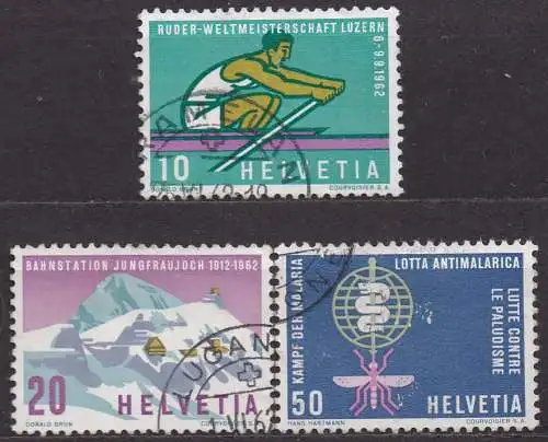 Schweiz, Mi-Nr. 748, 749 + 750 gest., Jahresereignisse 1962