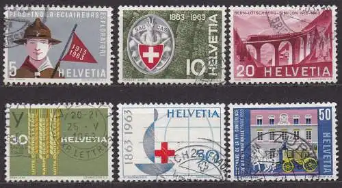 Schweiz, Mi-Nr. 768 - 773 gest., kompl., Jahresereignisse 1963