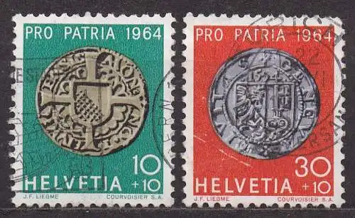 Schweiz, Mi-Nr. 796 + 798 gest., Pro Patria 1964: Münzen