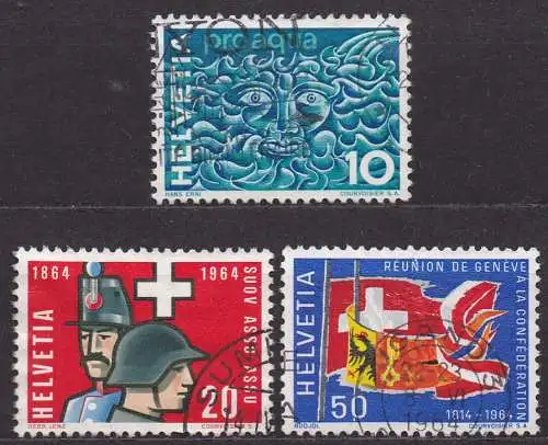 Schweiz, Mi-Nr. 792, 793 + 794 gest., Jahresereignisse 1964