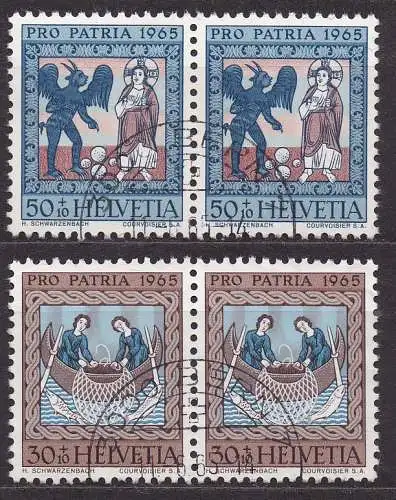 Schweiz, Mi-Nr. 817 + 818 gest., waagerechte Paare, Pro Patria 1965: Kunst 