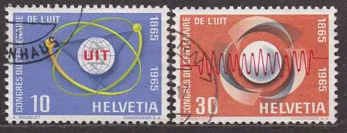Schweiz, Mi-Nr. 823 - 824 gest., kompl., 100 Jahre Internationale Fernmeldeunion