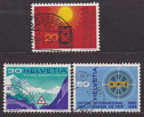 Schweiz, Mi-Nr. 859, 860 + 861 gest., Jahresereignisse 1967 (II)