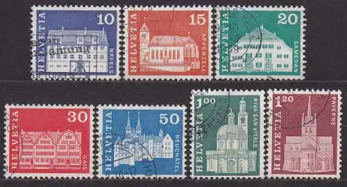 Schweiz, Mi-Nr. 879, 880, 881, 882, 883, 884 + 885 gest., Baudenkmäler