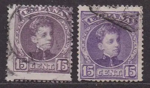 Spanien, Mi-Nr. 218 a I + 218 b gest., König Alfons XIII.