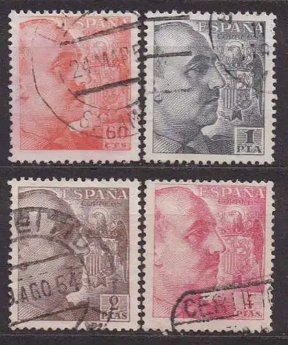 Spanien, Mi-Nr. 850 C, 852 C, 854 C + 855 C gest., General Franco